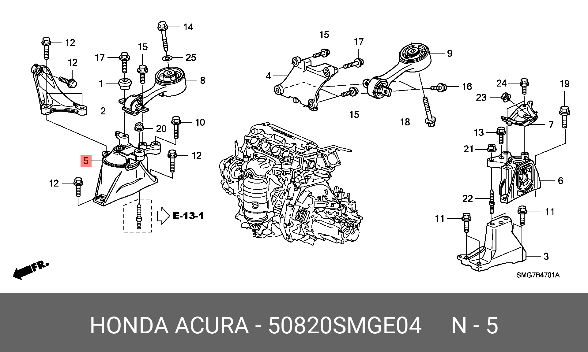 Подушка двигателя _s | перед прав | - Honda 50820-SMG-E04