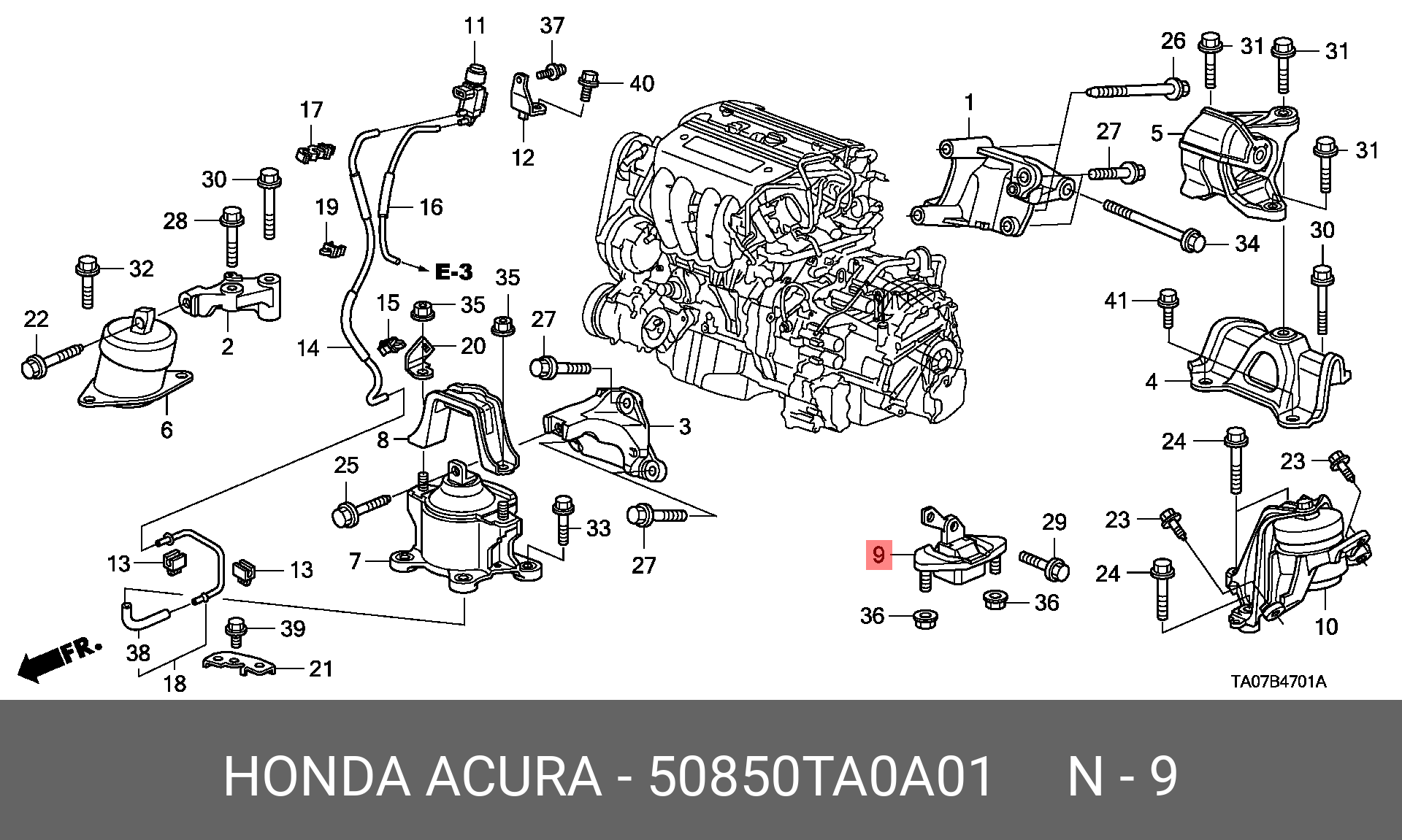 Подушка двигателя левая | перед | - Honda 50850-TA0-A01