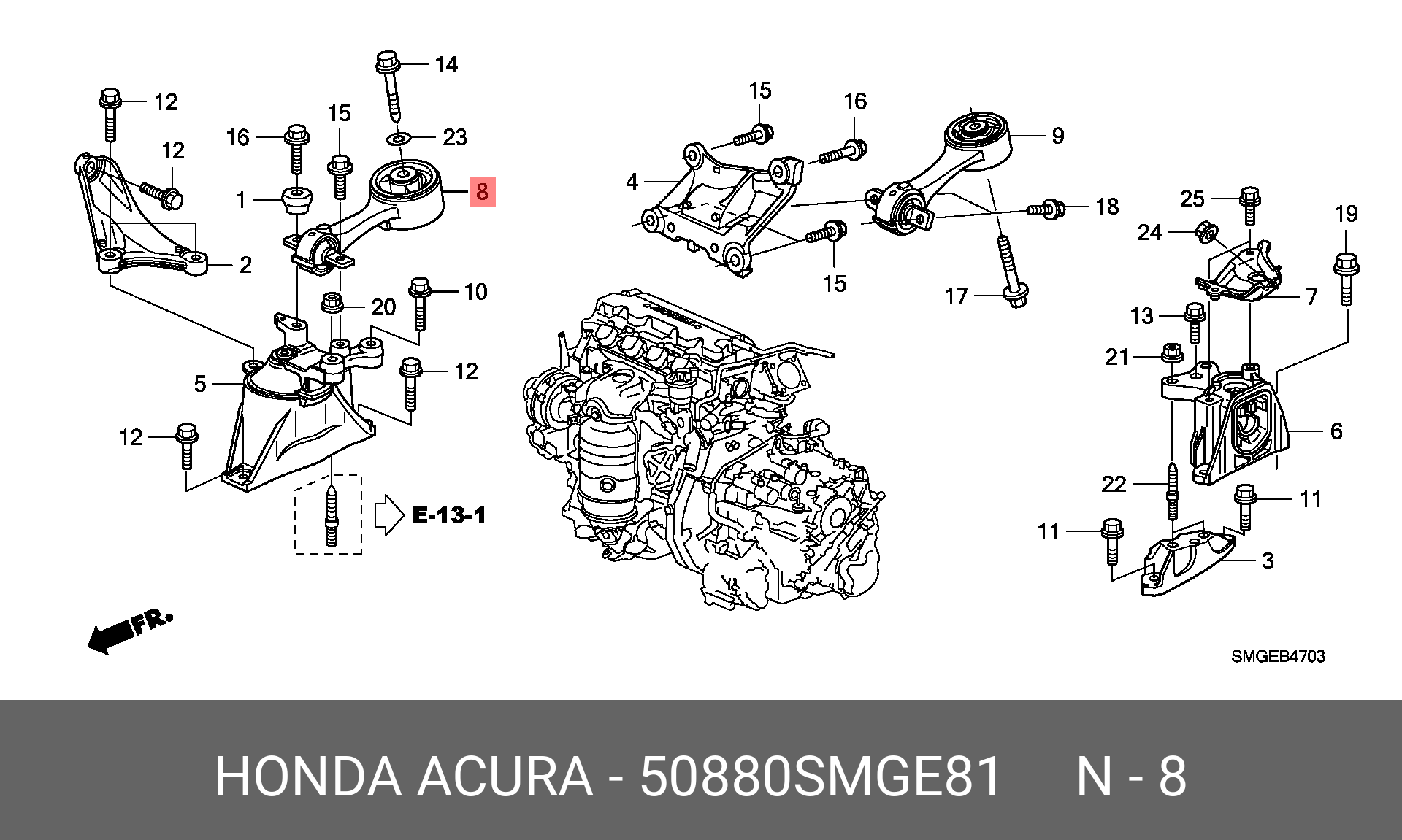 Опора ДВС верхняя Honda Civic viii 5d 1.8 акпп - Honda 50880-SMG-E81