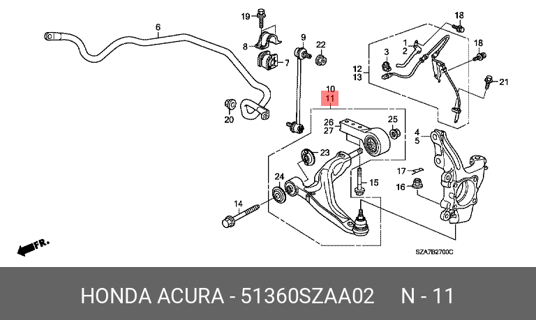 Рычаг подвески - Honda 51360SZAA02