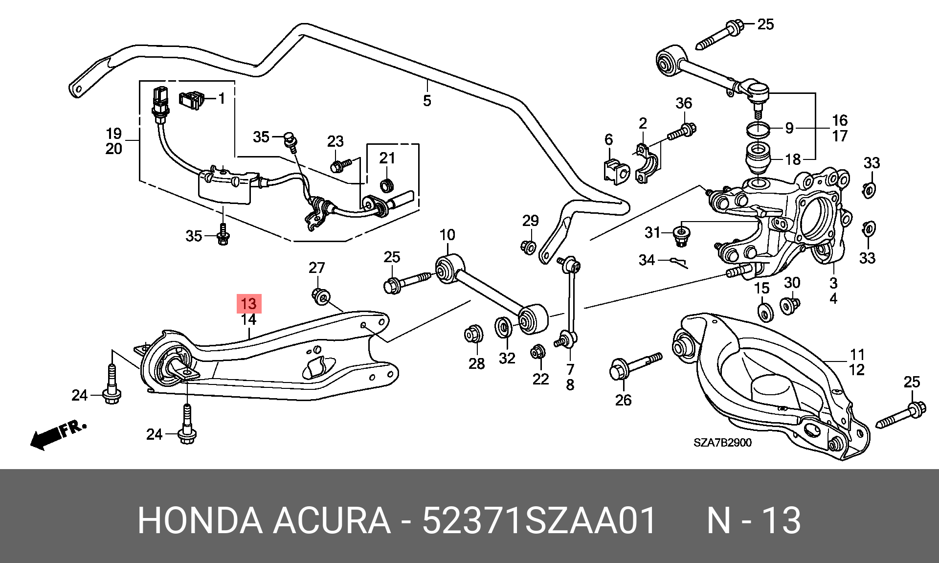 Рычаг подвески - Honda 52371-SZA-A01