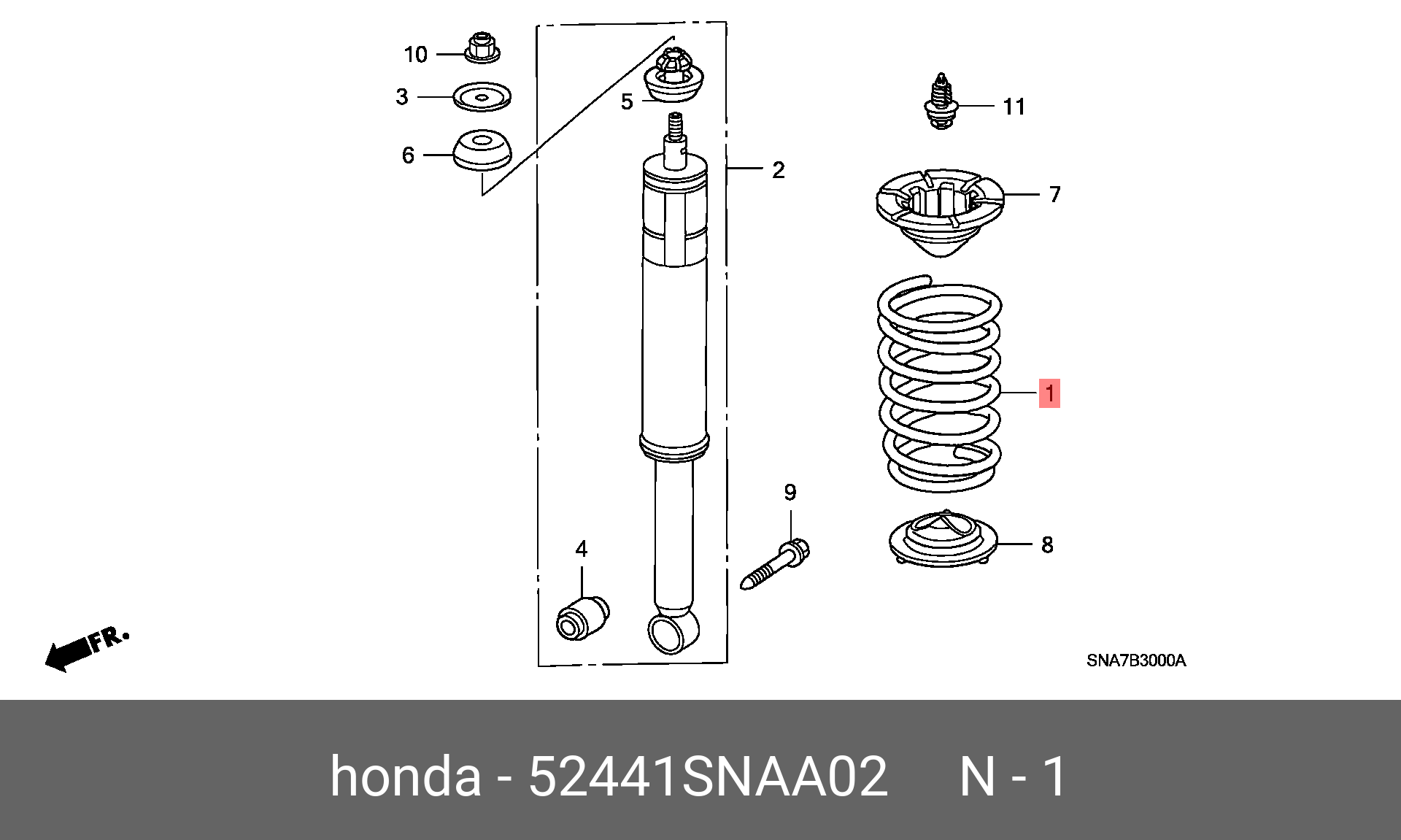 Пружина ходовой части | зад | - Honda 52441-SNA-A02