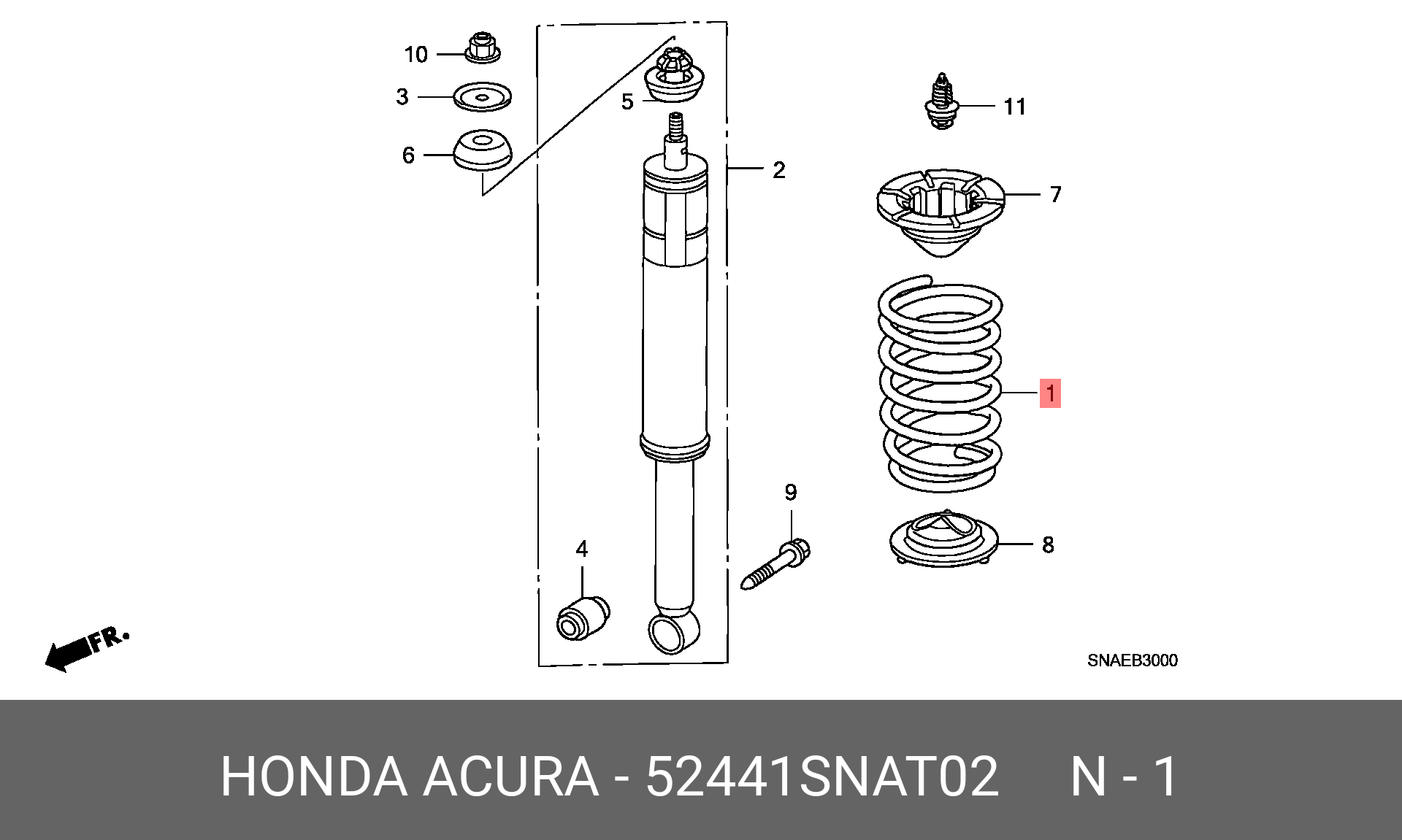 Пружина, задняя - Honda 52441-SNA-T02