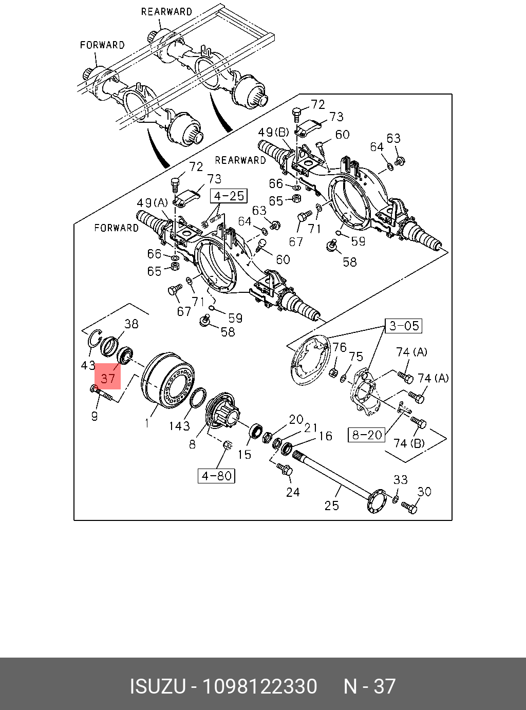 Подшипник ступицы колеса - Isuzu 1-09812-233-0
