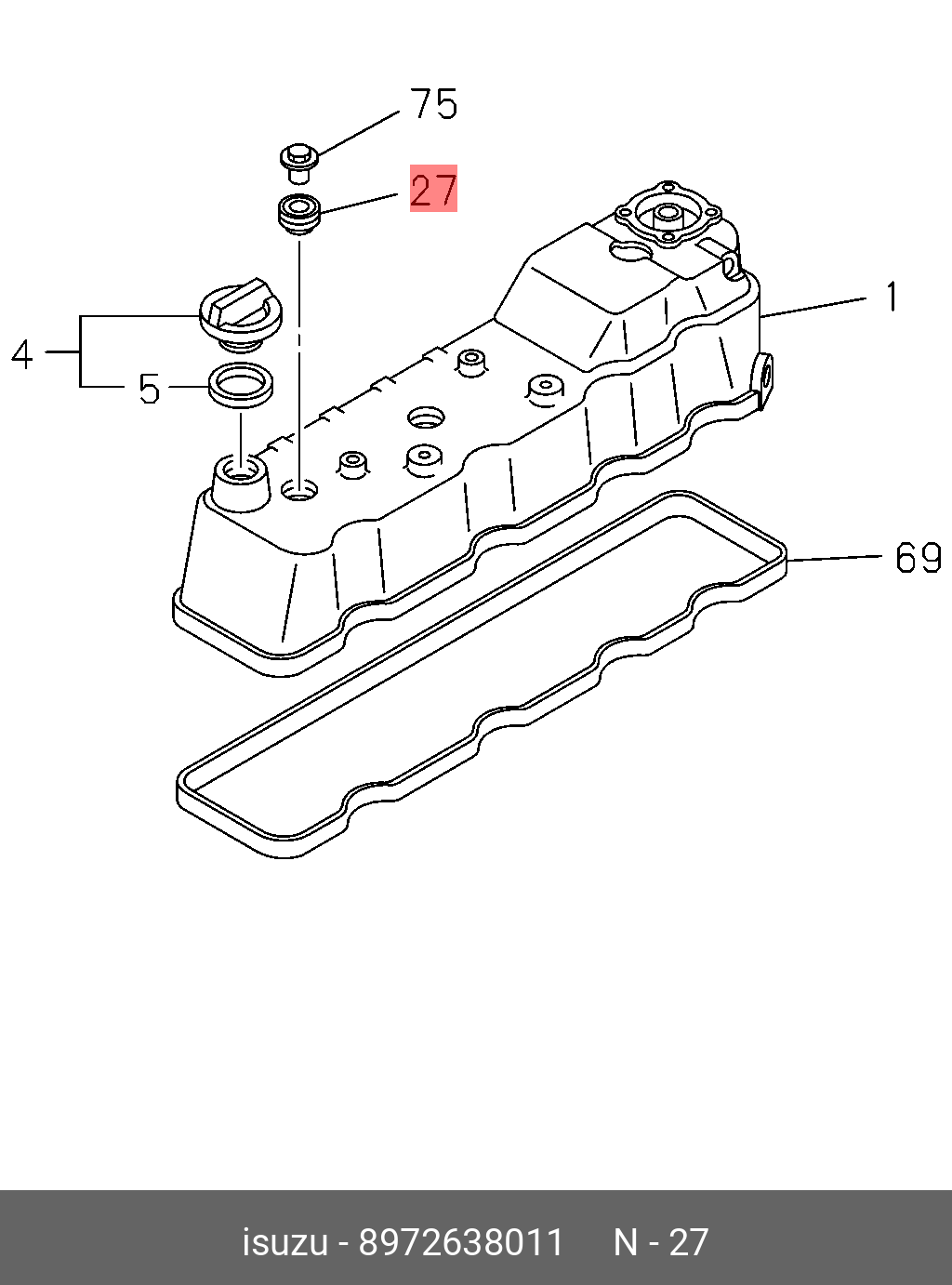 Прокладка клапанной крышки - Isuzu 8-97263-801-1
