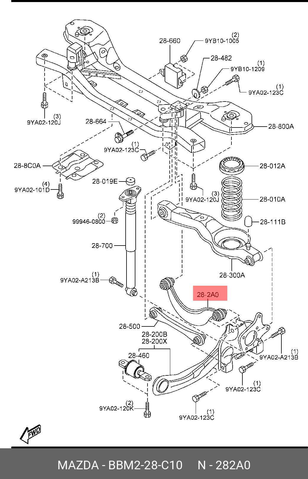 Рычаг подвески | зад прав/лев | - Mazda BBM2-28-C10
