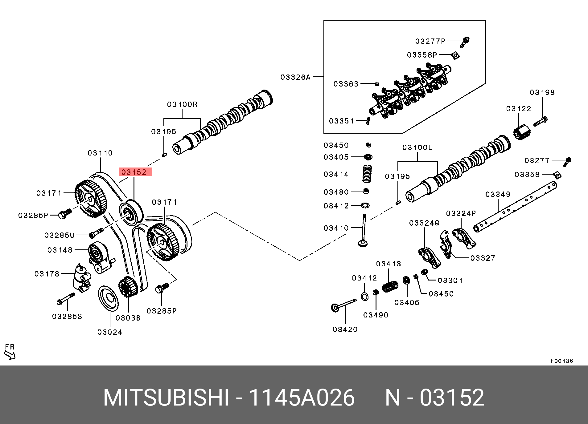 Ролик натяжной ремня ГРМ - Mitsubishi 1145A026