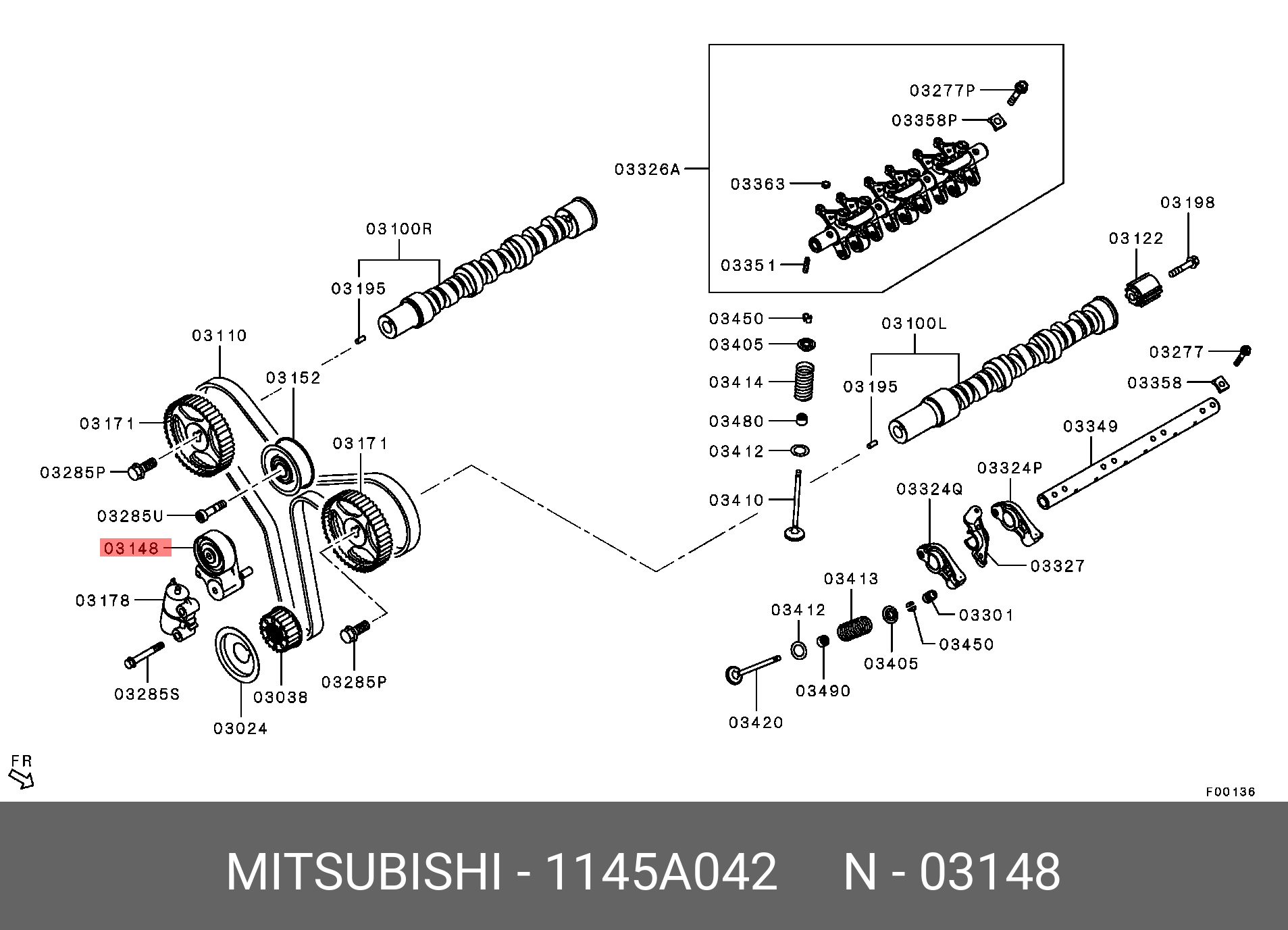Натяжитель ремня ГРМ - Mitsubishi 1145A042