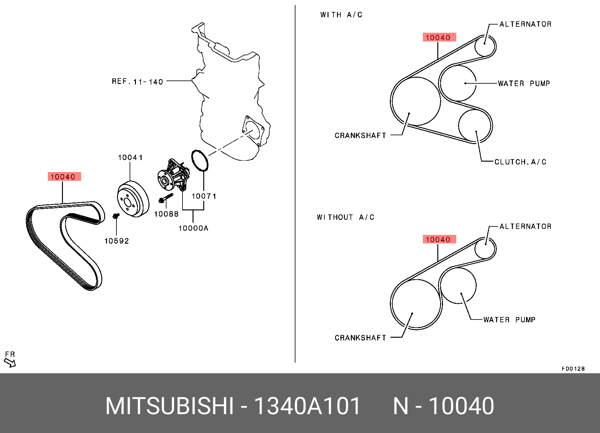 Ремень ручейковый - Mitsubishi 1340A101
