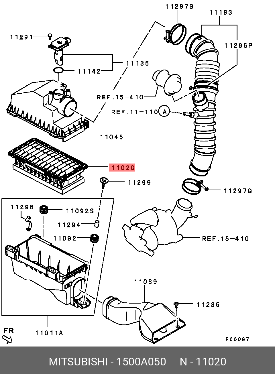 Фильтр воздушный - Mitsubishi 1500A050