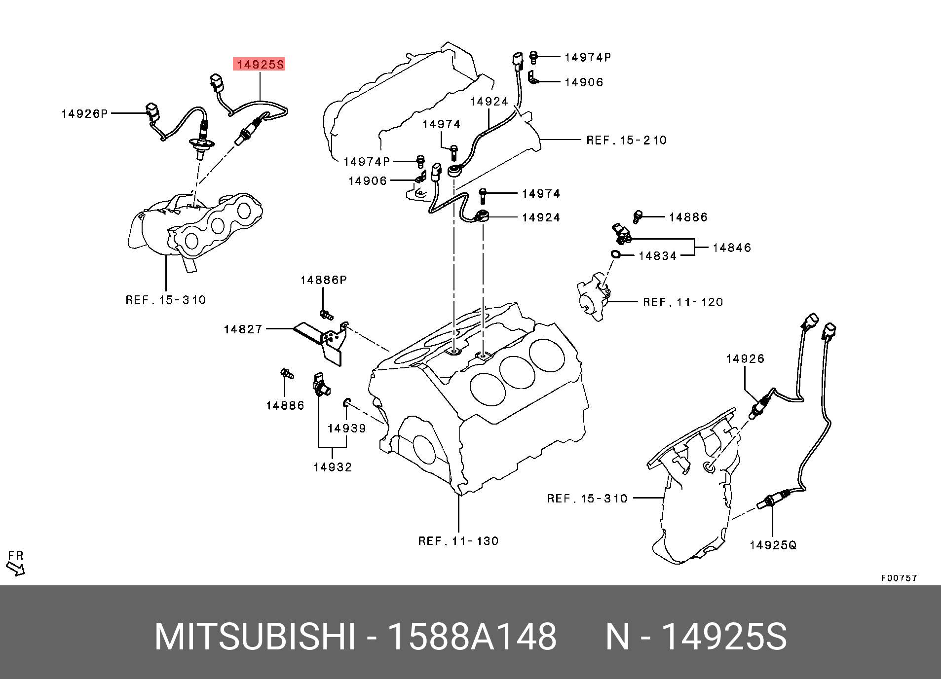 Датчик кислородный  - Mitsubishi 1588A148