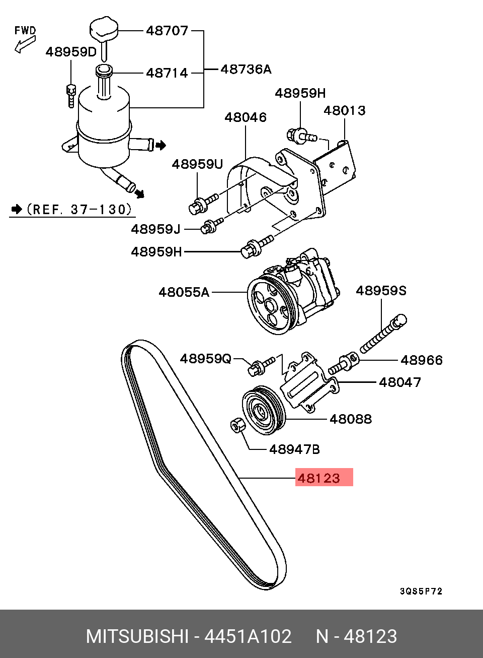 Ремень поликлиновый - Mitsubishi 4451A102
