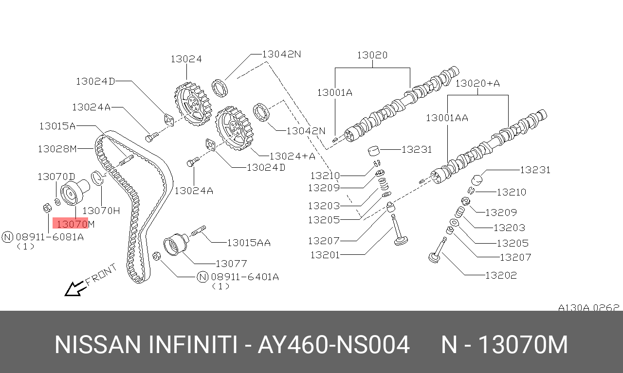 Ролик натяжной ГРМ - Nissan AY460-NS004