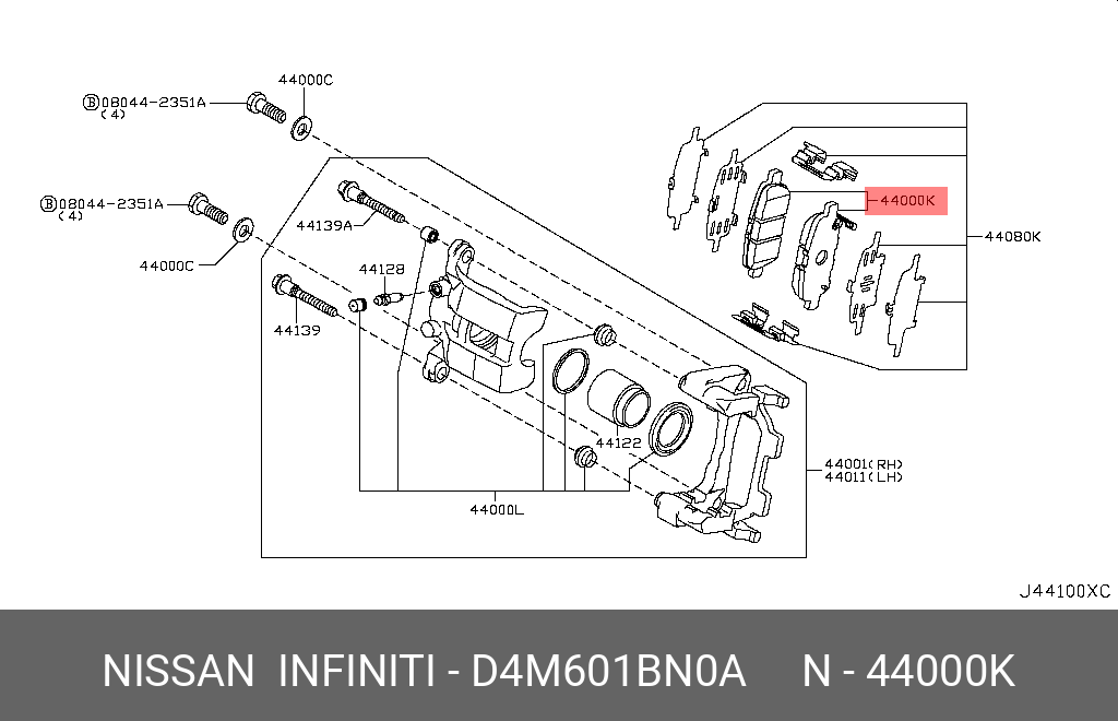 Колодки тормозные дисковые | зад | - Nissan D4M60-1BN0A