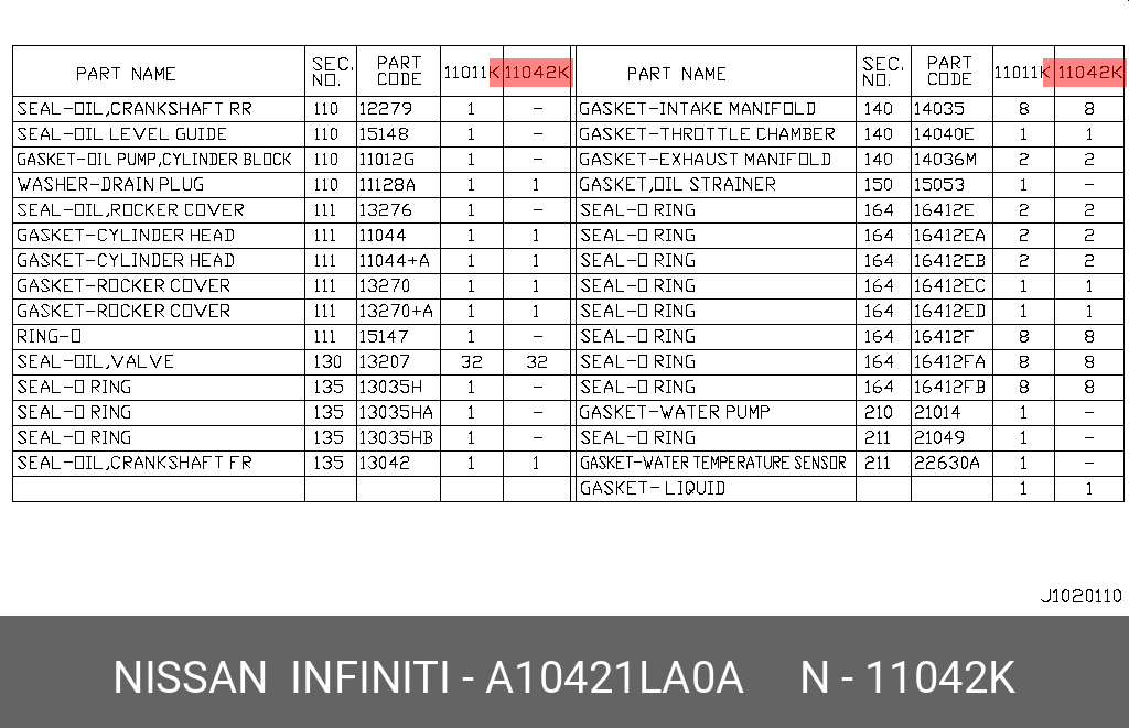 Прокладка крышки клапанов - Nissan A1042-1LA0A