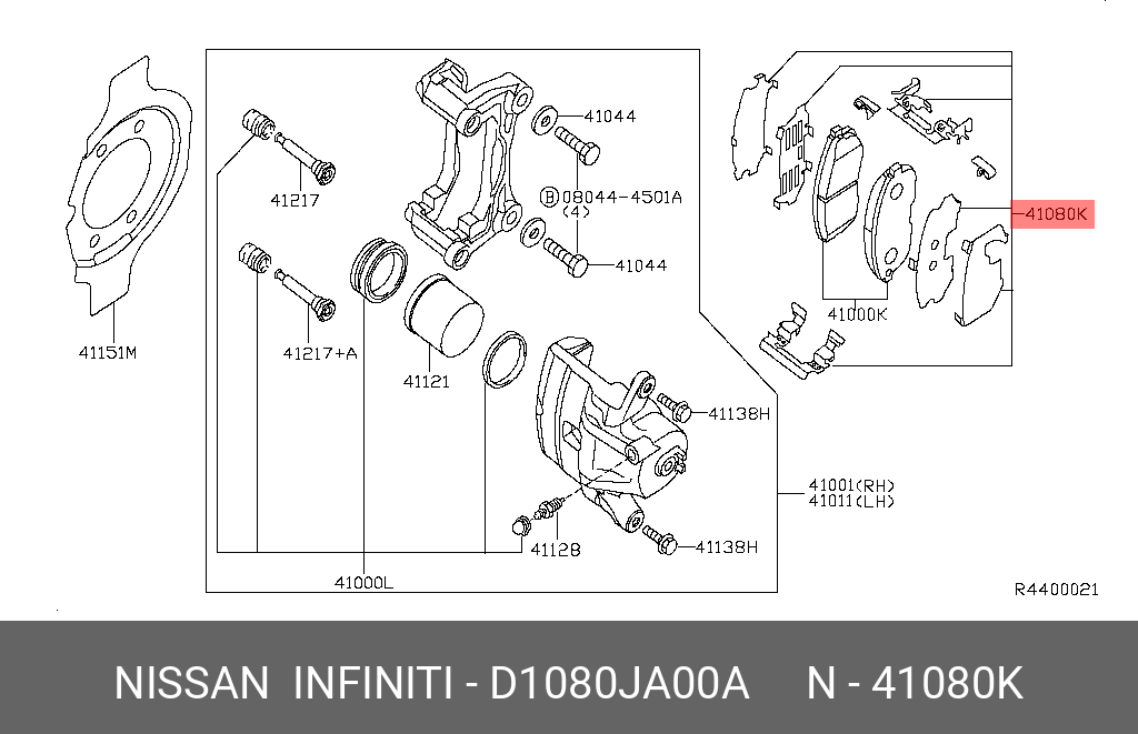 Колодки тормозные дисковые | перед | - Nissan D1080-JA00A