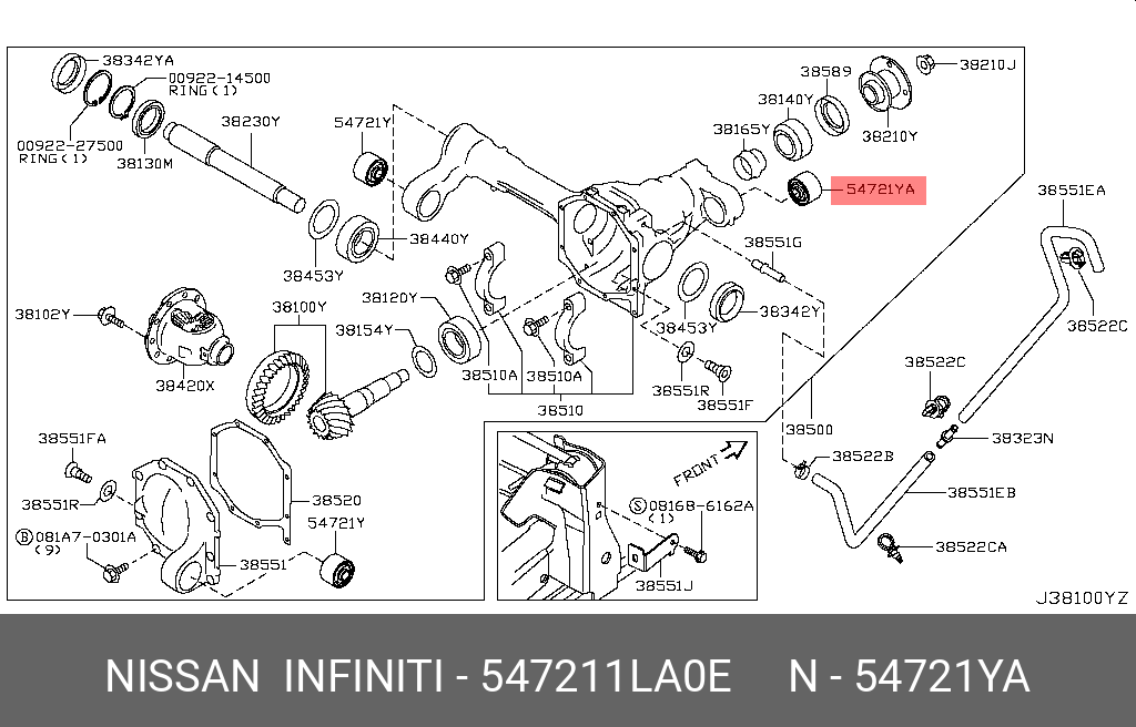 Сайлентблок дифференциала - Nissan 54721-1LA0E