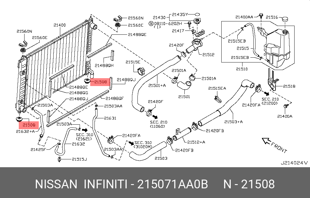 Подушка двигателя - Nissan 21507-1AA0B