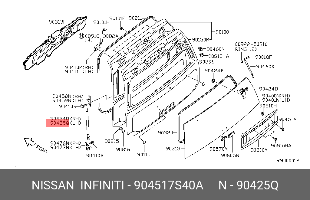 Амортизатор двери багажника - Nissan 90451-7S40A
