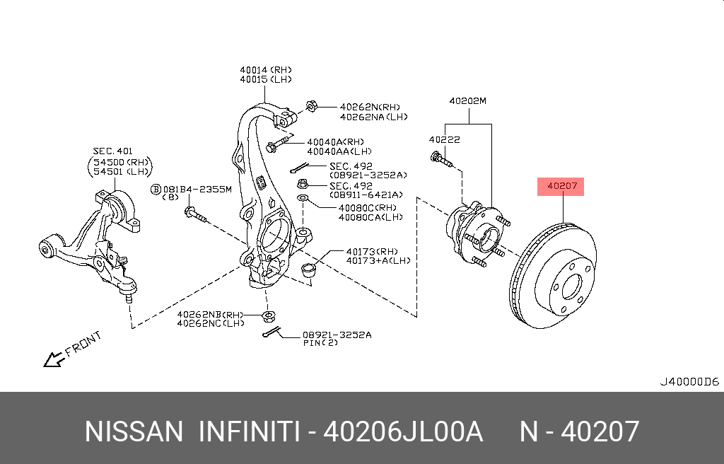 Диск тормозной передний - Nissan 40206-JL00A