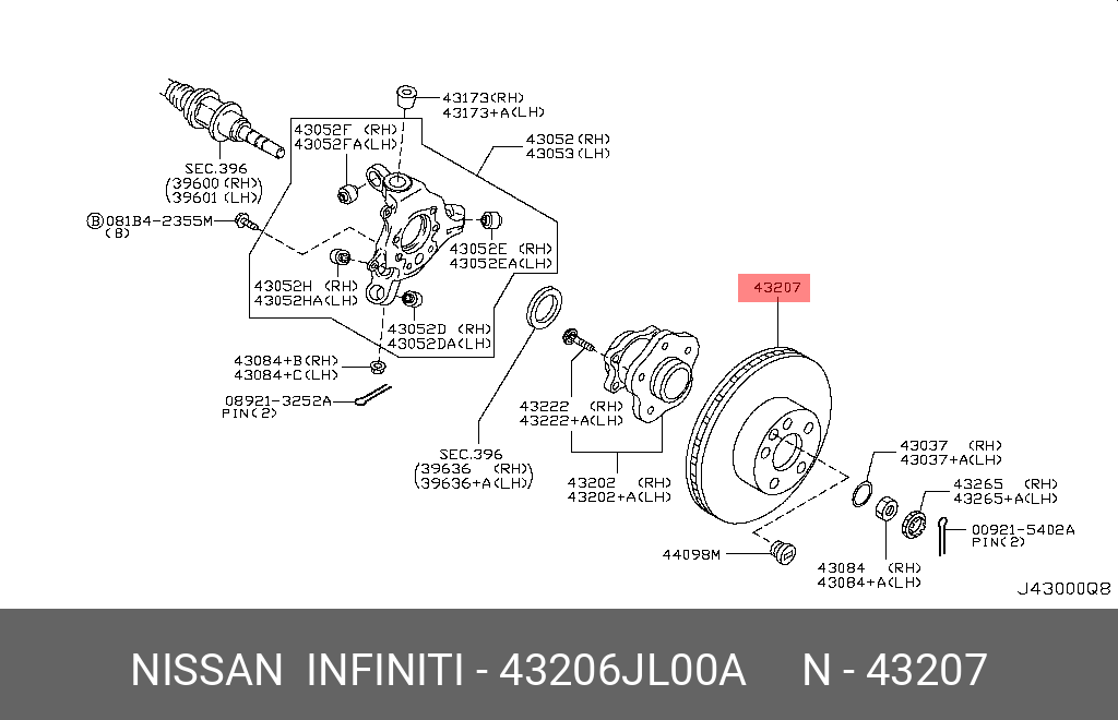 Диск тормозной | зад | - Nissan 43206-JL00A