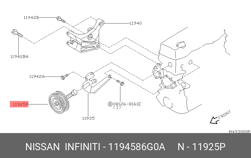 Ролик натяжителя r20 ka24 гура - Nissan 11945-86G0A