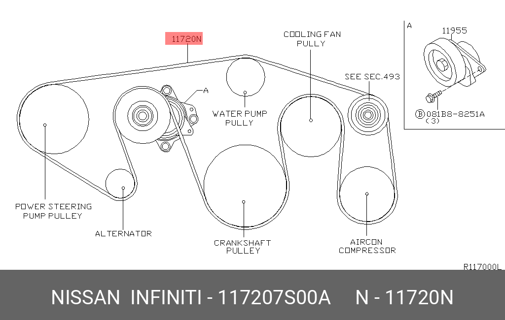 Ремень поликлиновый - Nissan 11720-7S00A