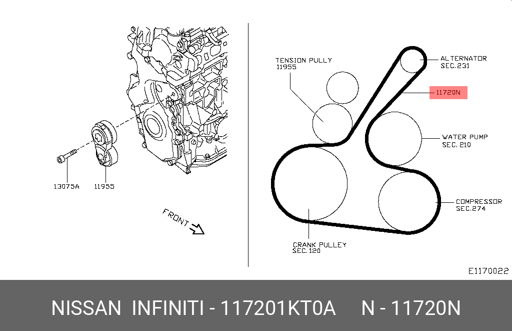 Ремень поликлиновый - Nissan 11720-1KT0A