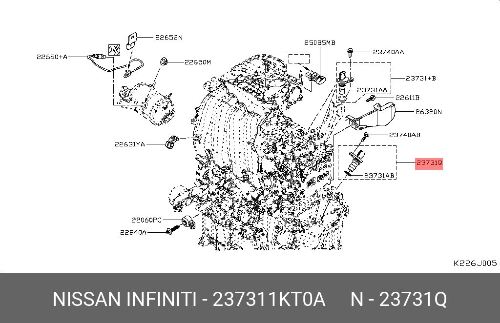 Датчик положения коленвала - Nissan 23731-1KT0A