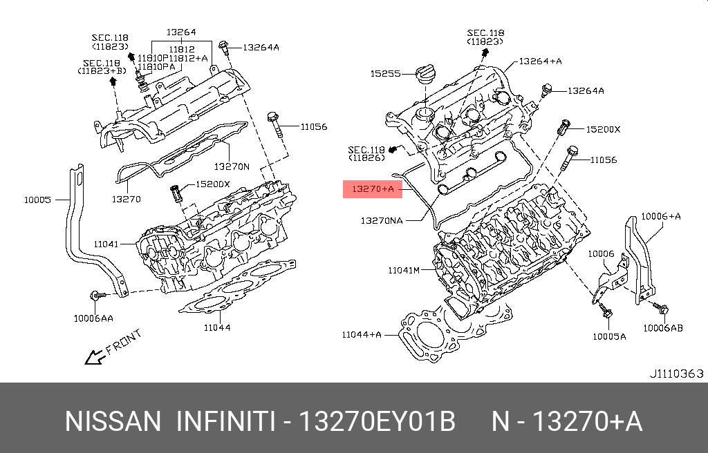Прокладка клапанной крышки - Nissan 13270-EY01B