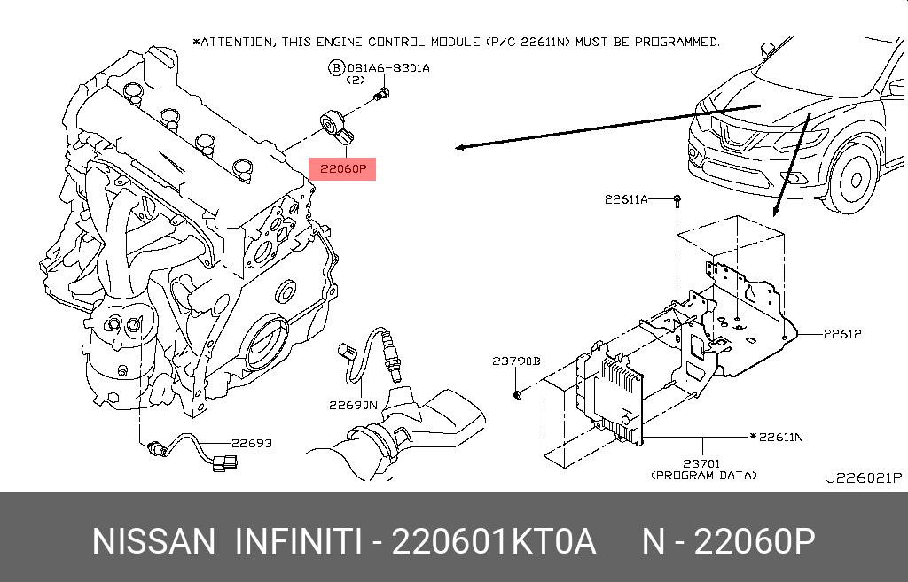 Датчик детонации - Nissan 22060-1KT0A