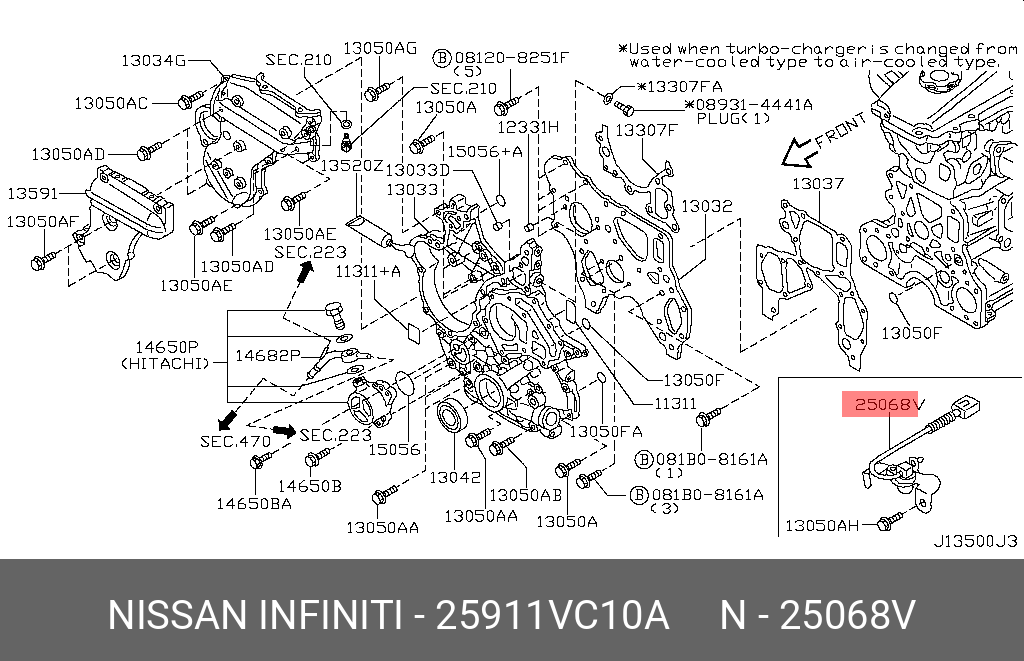 Датчик положения коленвала - Nissan 25911-VC10A