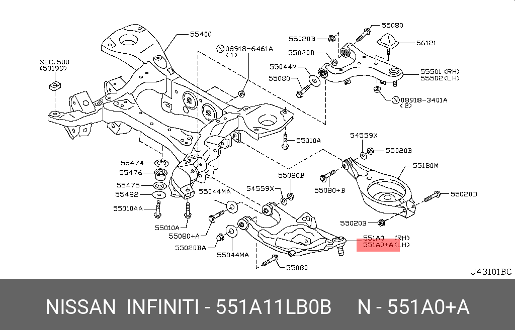 Рычаг подвески - Nissan 551A1-1LB0B