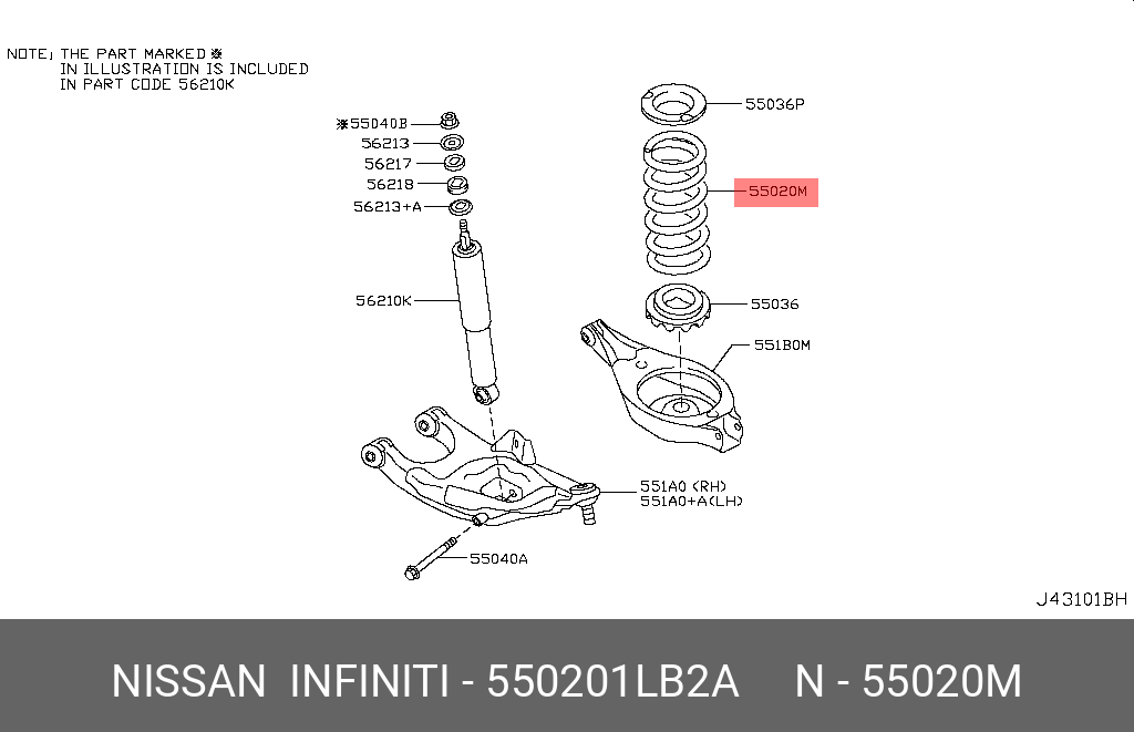 Пружина ходовой части - Nissan 55020-1LB2A