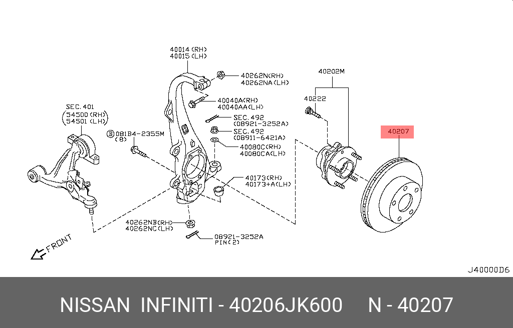 Диск тормозной | перед | - Nissan 40206-JK600