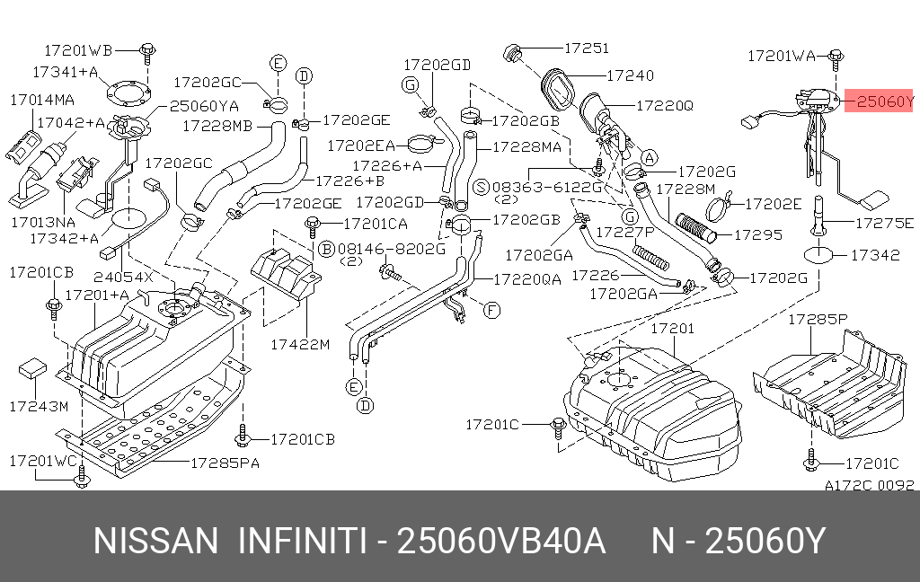 Датчик кислородный - Nissan 25060-VB40A