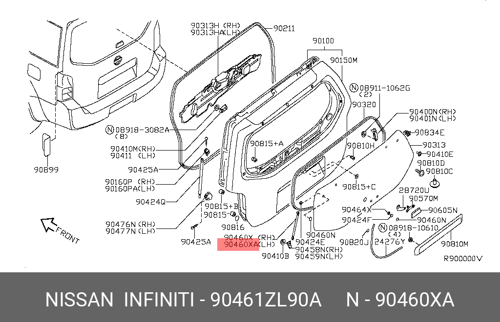 Амортизатор крышки багажника - Nissan 90461-ZL90A