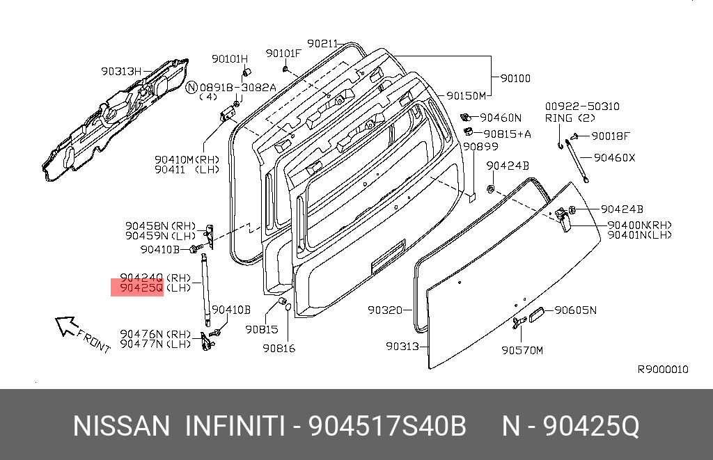 Амортизатор крышки багажника - Nissan 90451-7S40B