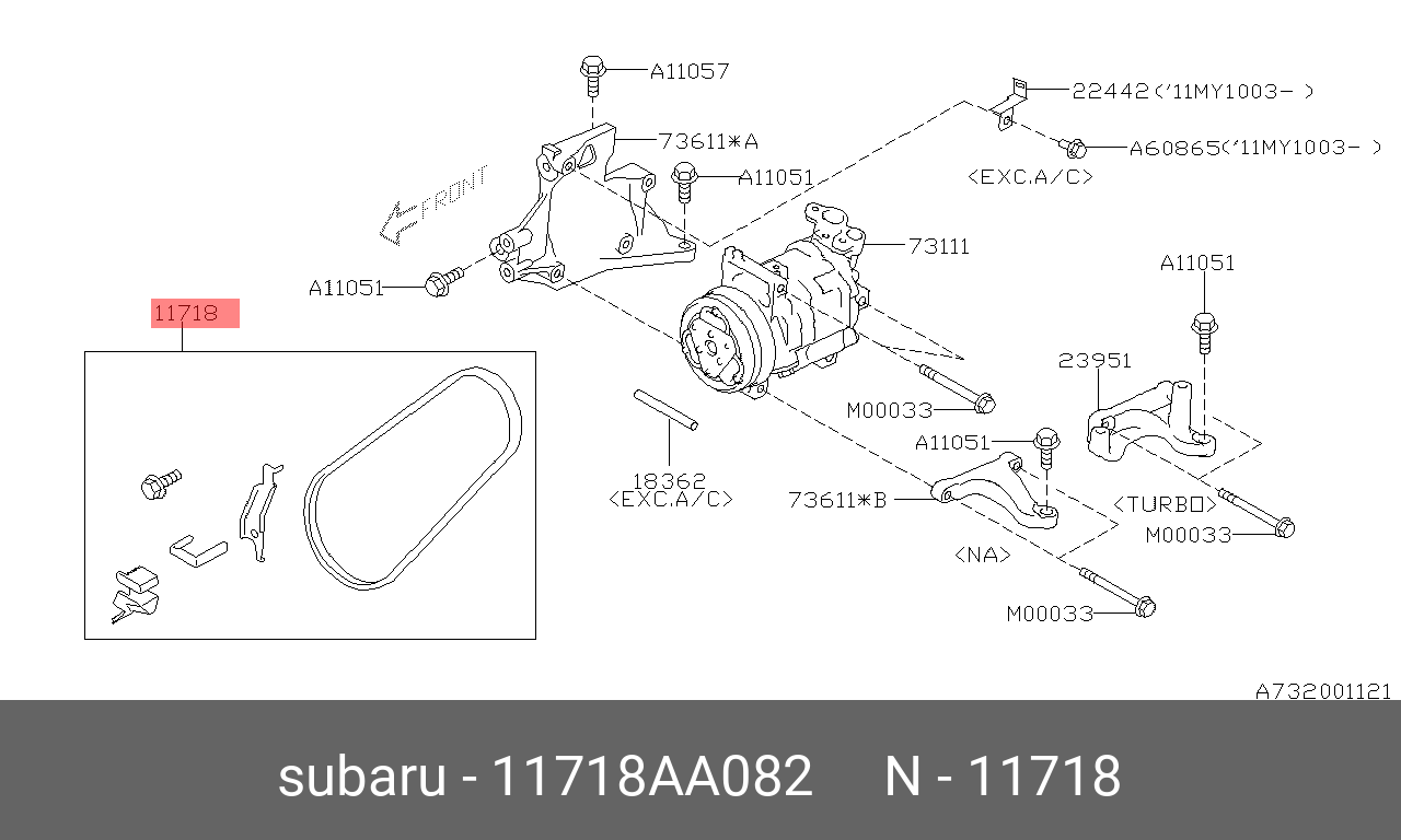 Ремень поликлиновой - Subaru 11718AA082