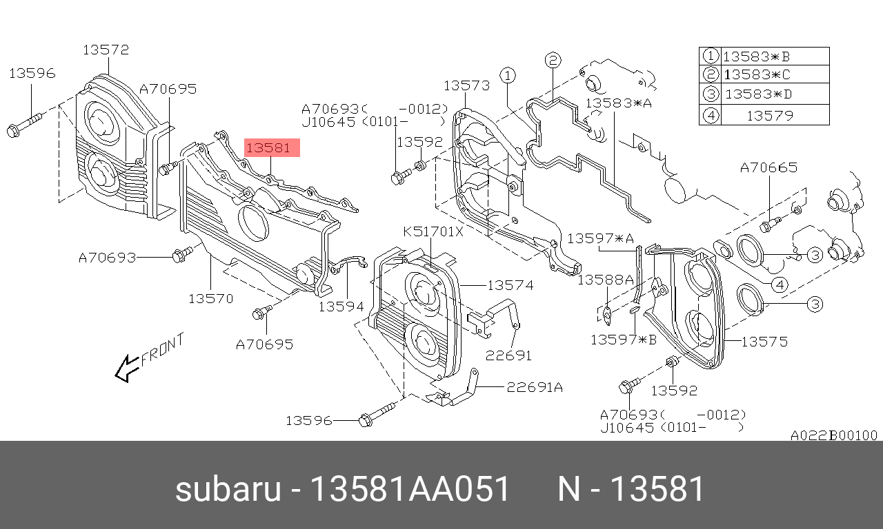 Прокладка крышки ГРМ - Subaru 13581-AA051
