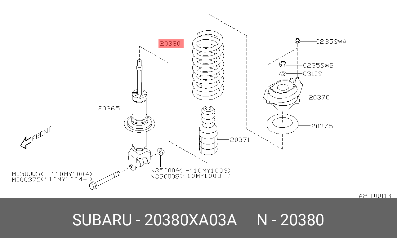 Пружина ходовой части | зад | - Subaru 20380-XA03A