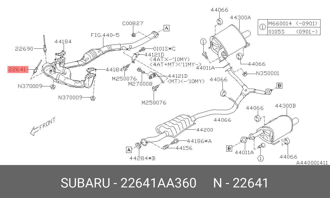 Датчик кислородный - Subaru 22641-AA360