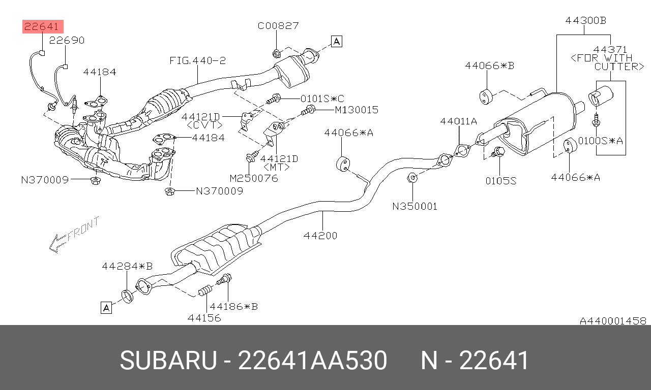Датчик кислородный - Subaru 22641-AA530