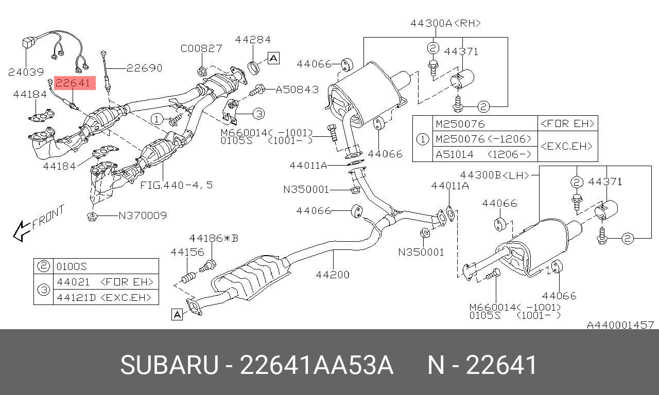 Датчик кислородный - Subaru 22641-AA53A