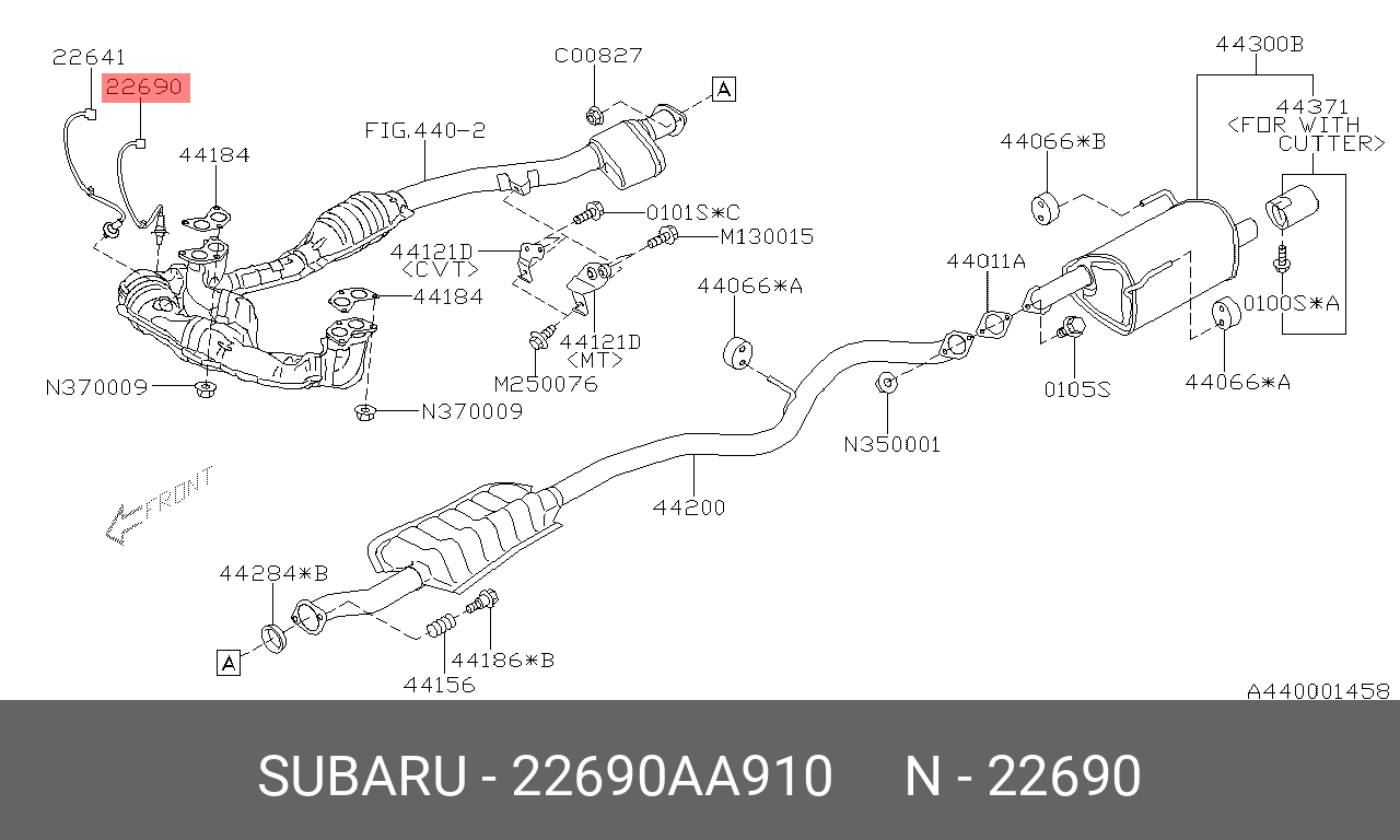 Датчик кислородный - Subaru 22690-AA910