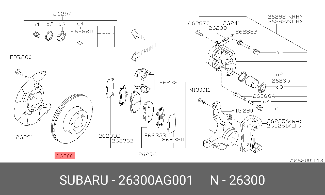 Диск тормозной | перед прав/лев | - Subaru 26300-AG001