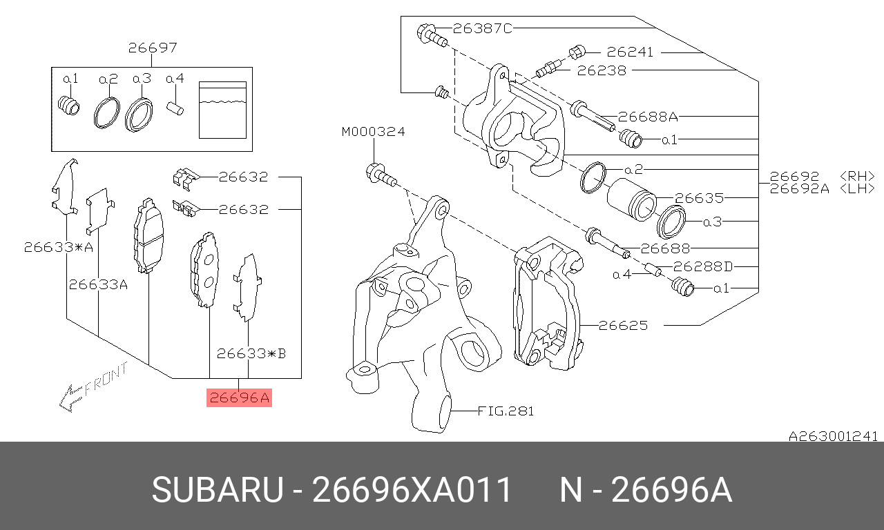 Колодки тормозные | зад | - Subaru 26696-XA011