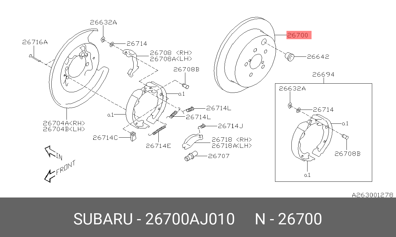 Диск тормозной | зад | - Subaru 26700-AJ010