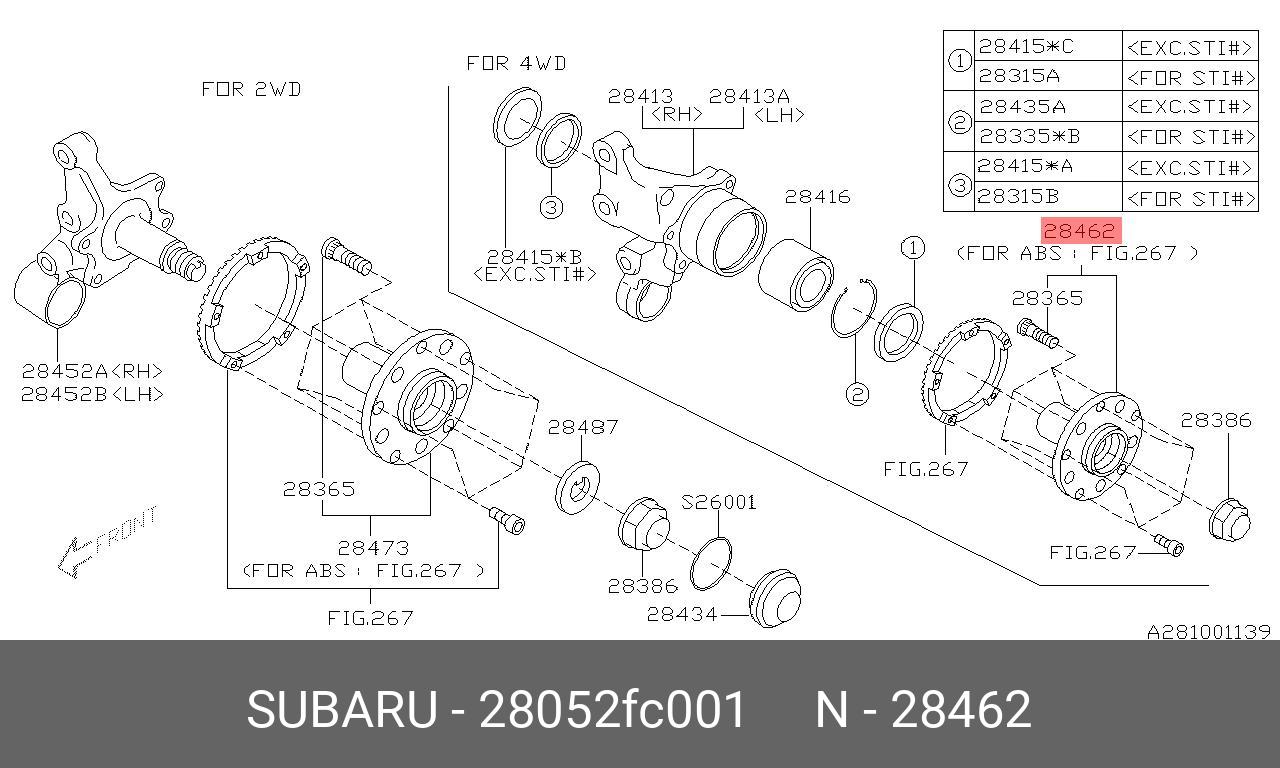 Ступица колеса - Subaru 28052-FC001