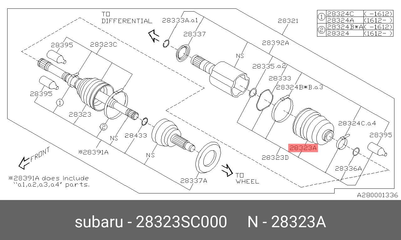 Пыльник шруса - Subaru 28323-SC000